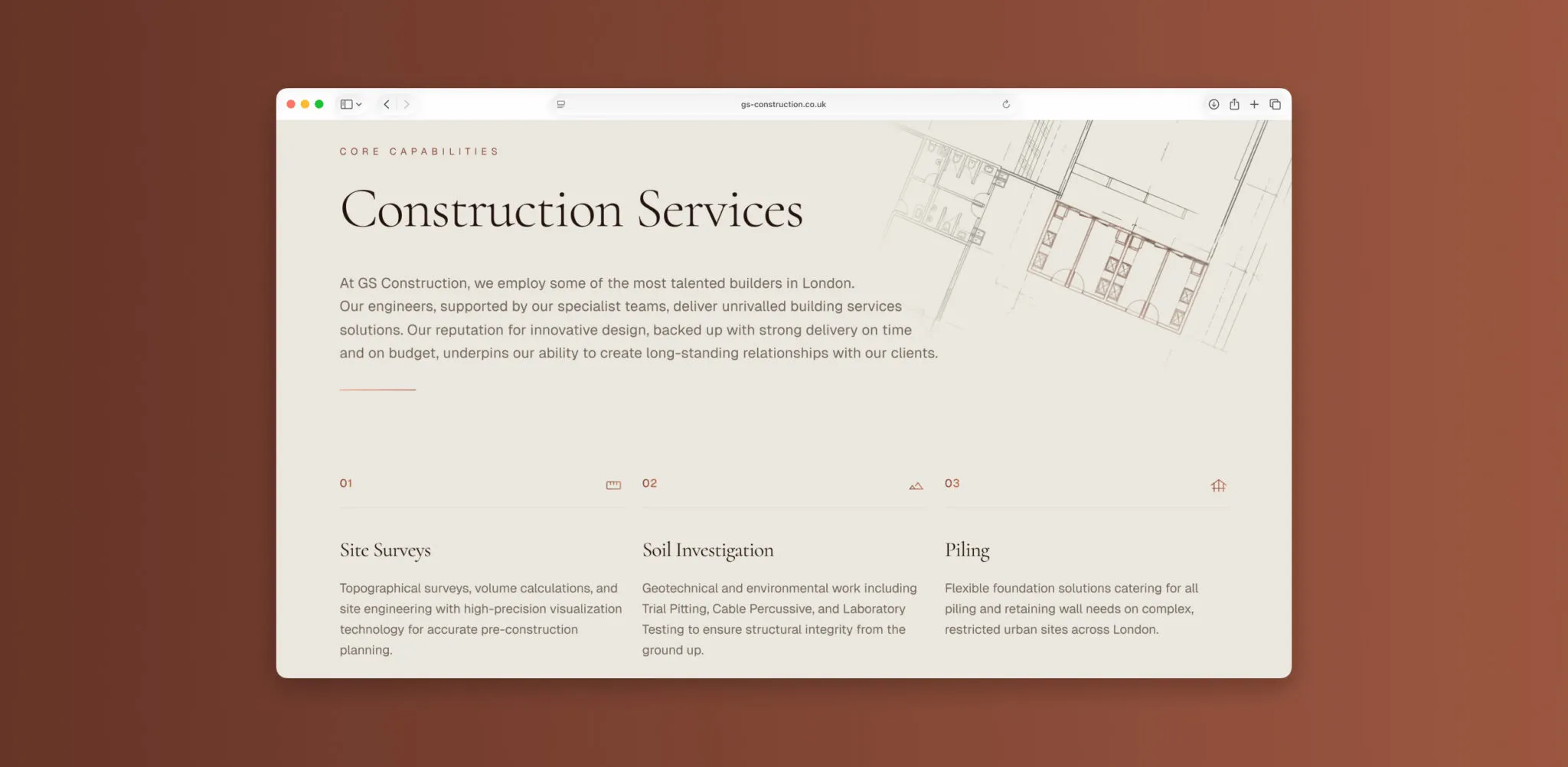 Construction services website