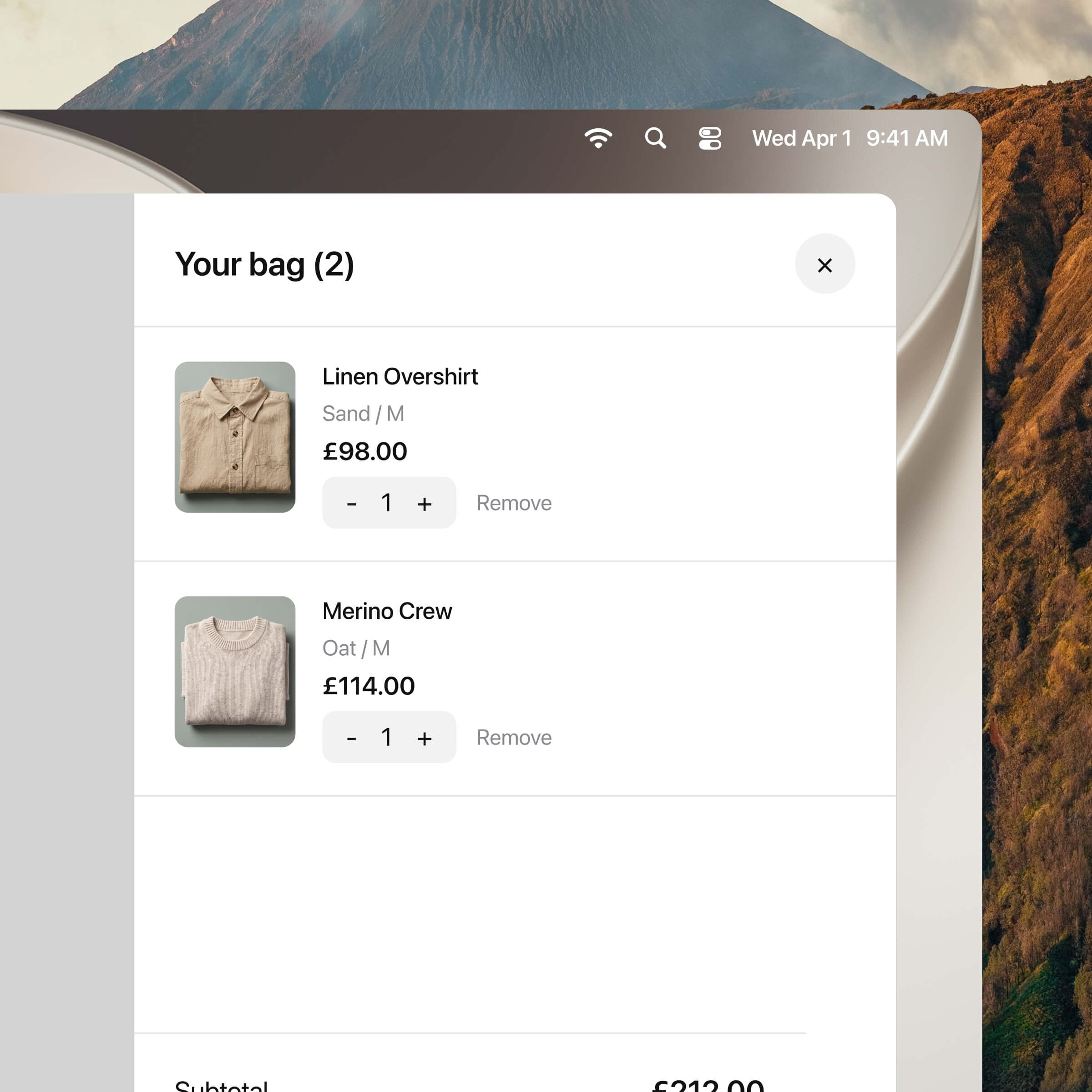 Ecommerce store shopping basket