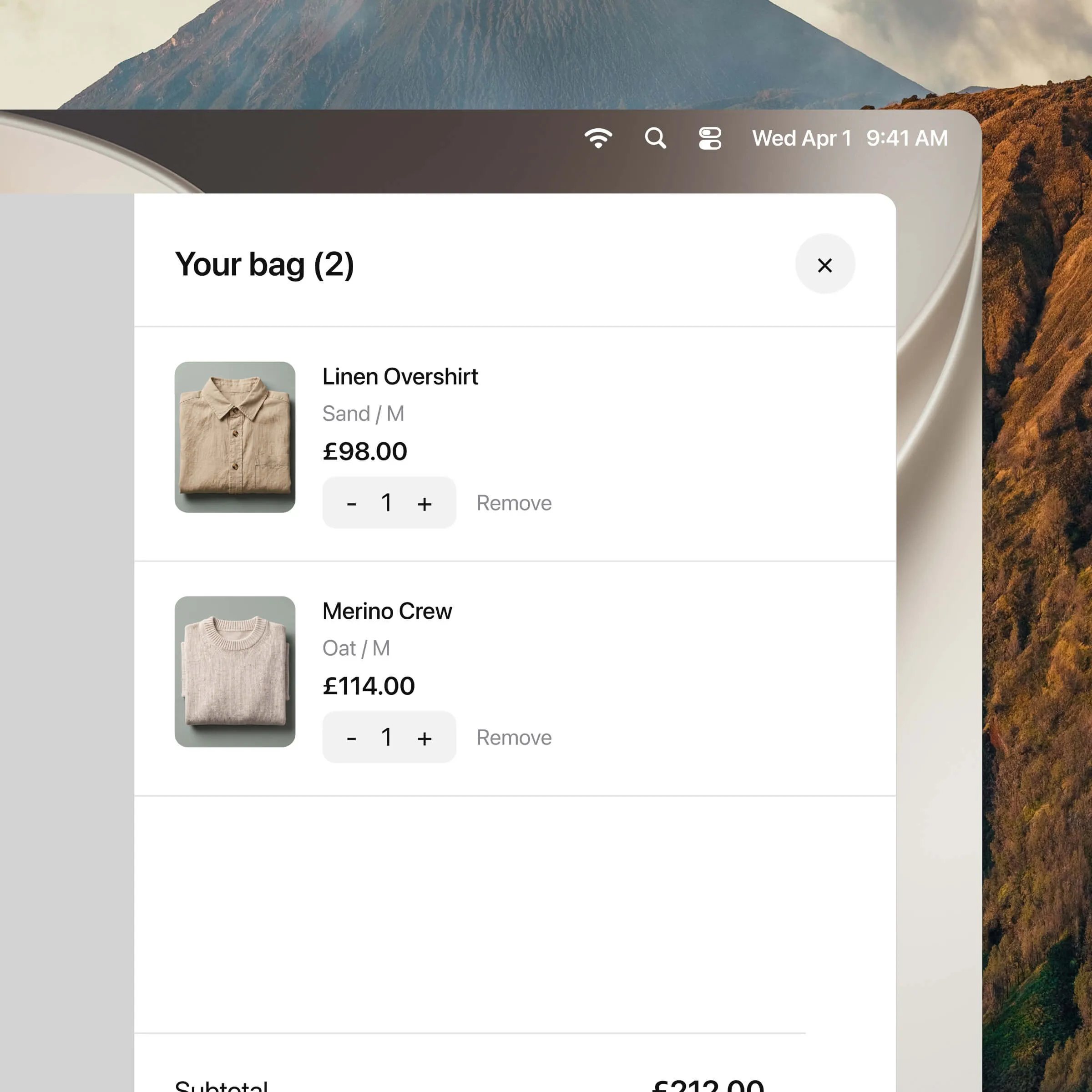 Ecommerce store shopping basket